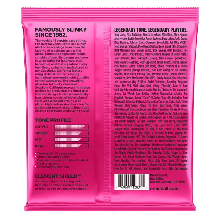 ERNIEBALL Super Slinky Nickel Wound Electric Bass Strings 45-100 Gauge