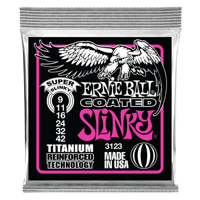 ERNIEBALL Super Slinky Coated Titanium RPS Electric Guitar Strings 9-42 Gauge