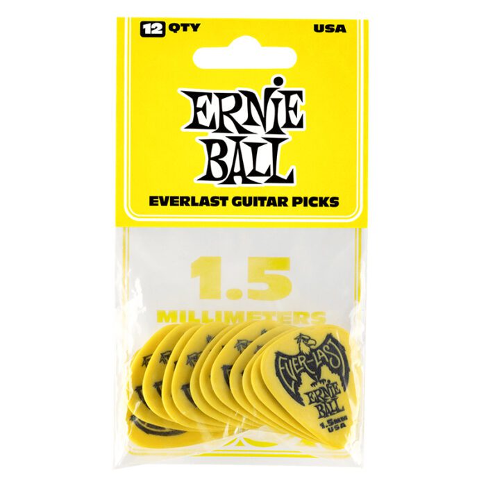 Ernie Ball 1.5mm Yellow Everlast Picks 12-Pack (P09195)