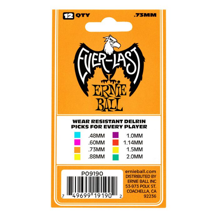 Ernie Ball .73mm Orange Everlast Picks 12-Pack (P09190)