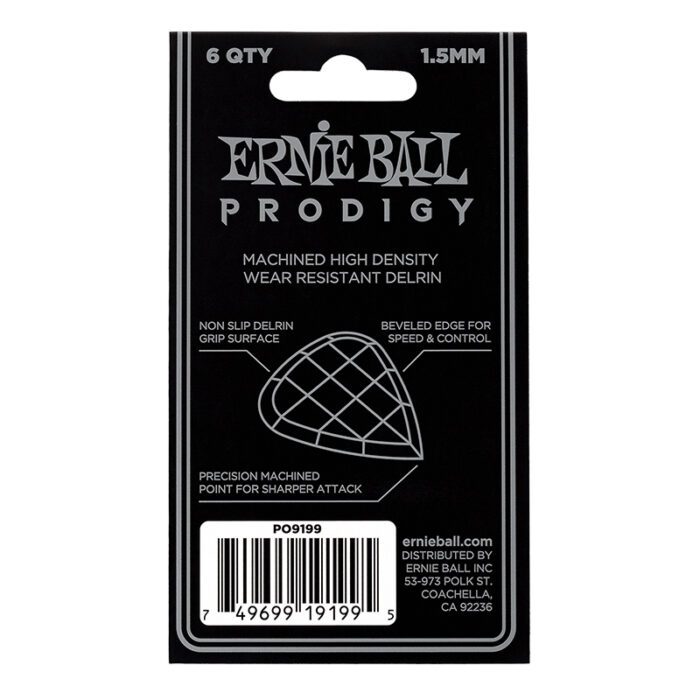 Ernie Ball 1.5mm Black Standard Prodigy Picks 6-Pack (P09199)