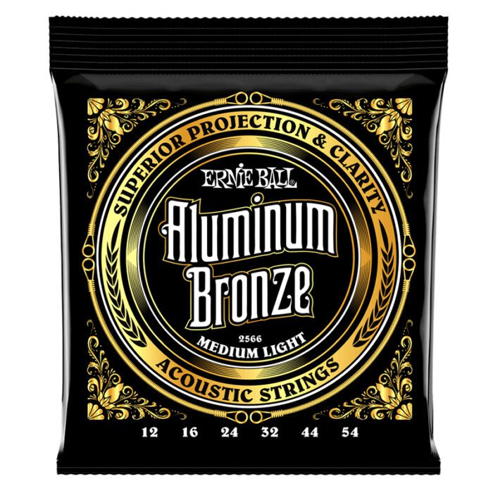 ERNIEBALL Medium Light Aluminum Bronze Acoustic Guitar Strings - 12-54 Gauge (P02566)