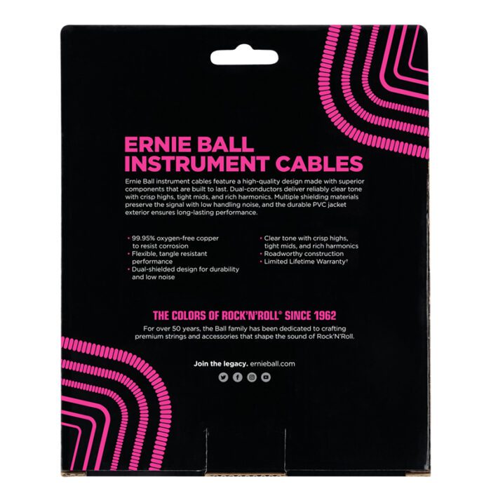 ERNIEBALL 30' Coiled Straight / Straight Instrument Cable - Black 9m (P06044)