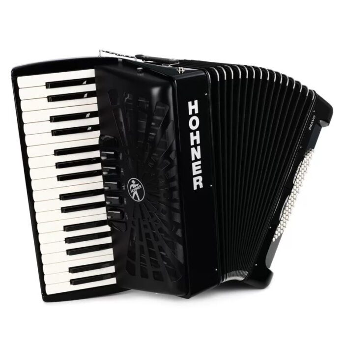 Hohner Bravo III 72 Chromatic Piano Key Accordion - Jet Black