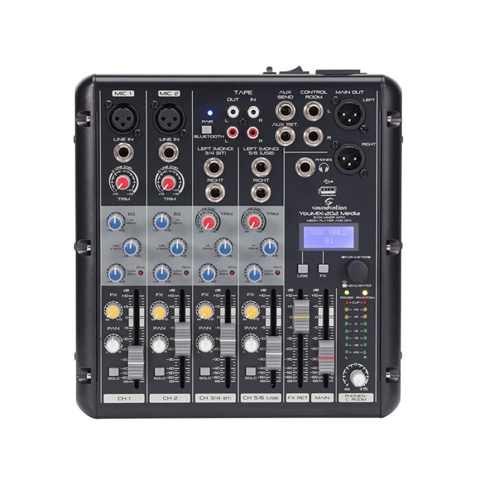 SOUNDSATION YOUMIX-202 6-Channel Professional Mixer with Media Player, BT and Digital Multi-Effect