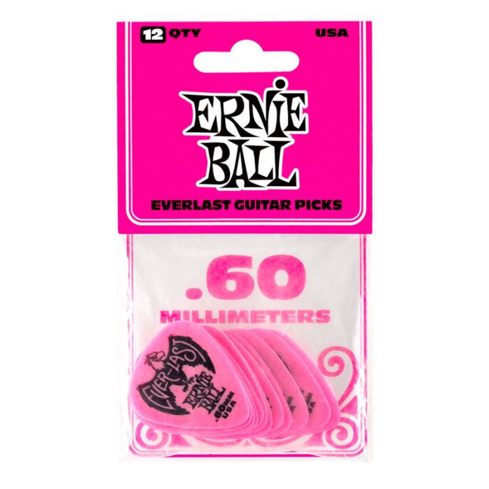 ERNIEBALL Everlast Picks - 0.60mm Pink - 12 Pack