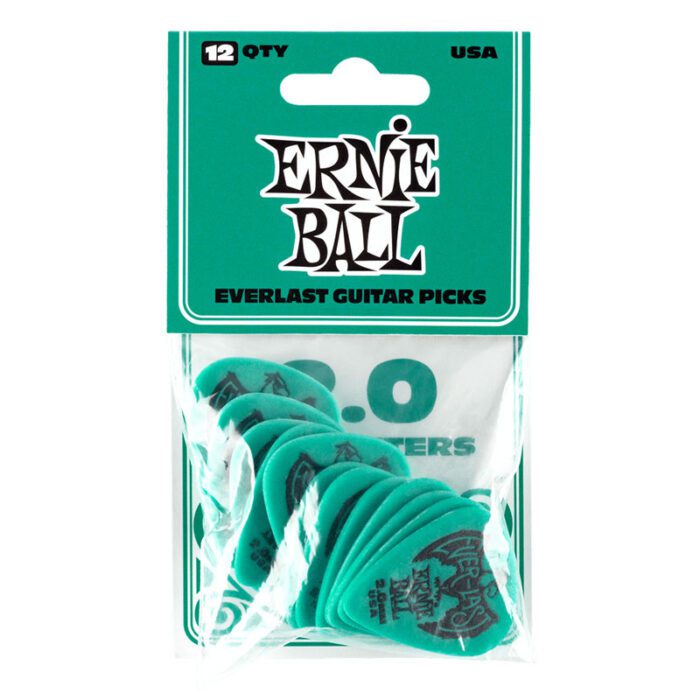 ERNIEBALL Everlast Picks - 2.0mm Teal - 12 Pack