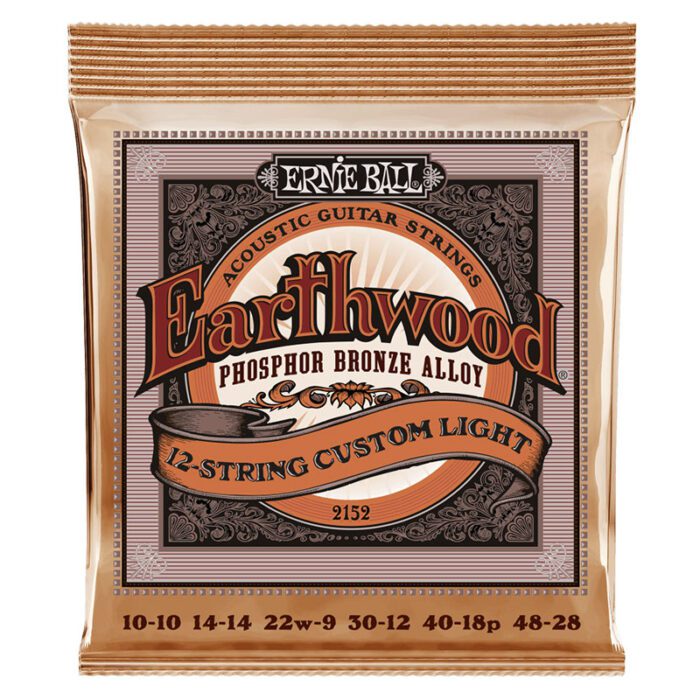 ERNIE BALL Custom Light Earthwood Phosphor Bronze 12-String Acoustic Guitar Strings 10-48 Gauge