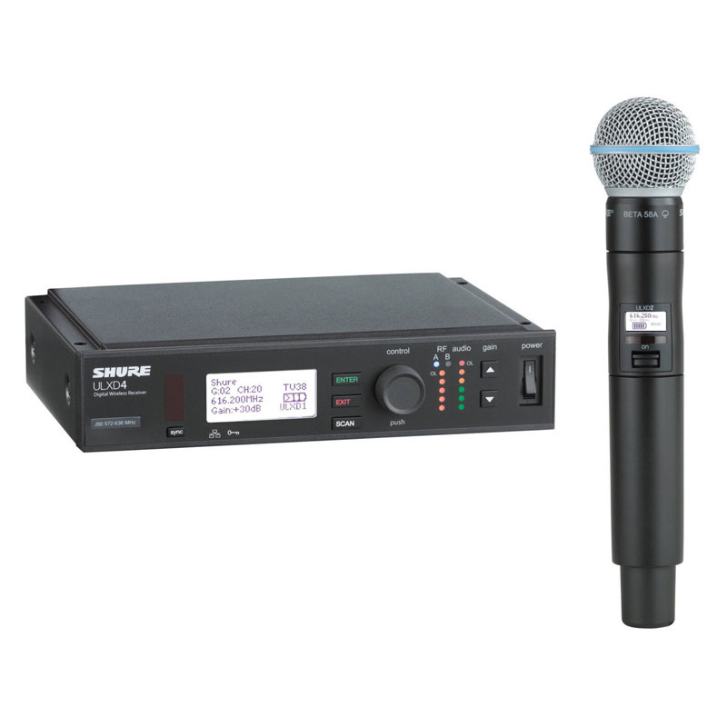 SHURE ULXD4 Digital Wireless Receiver With BETA® 58A Vocal Microphone