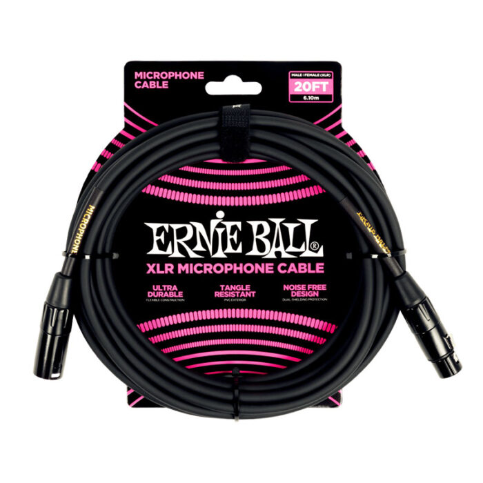 ERNIEBALL Classic XLR Microphone Cable Male/Female 20ft - Black P06388