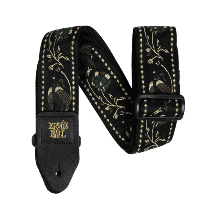 ERNIEBALL Classic Jacquard Guitar/Bass Strap - Black Pleasant Pheasant P05372