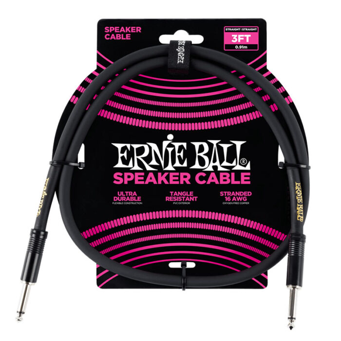 ERNIEBALL Classic Speaker Cable Straight/Straight 3ft - Black P06071