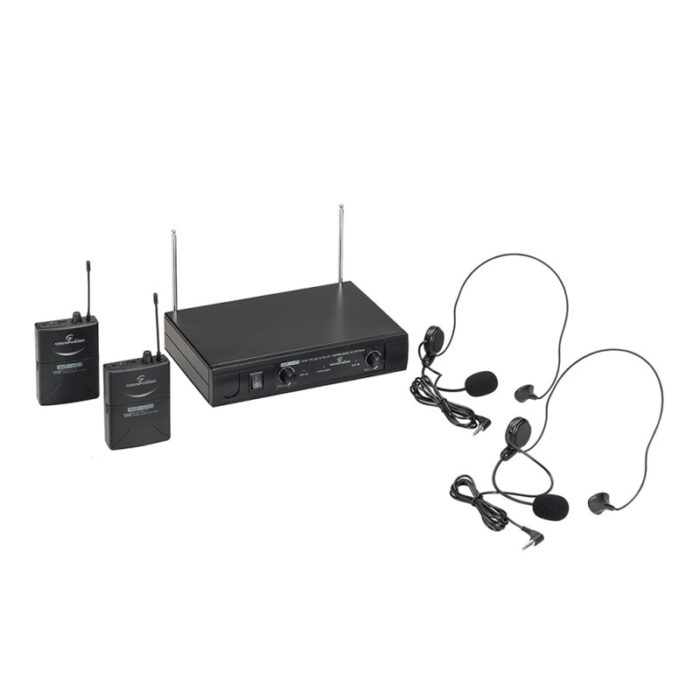 SOUNDSATION [WF-V21PPB] Dual VHF Plug and Play Wireless Microphone with 2 Bodypack and Headset MIcs (205.75 MHz - 209.8 MHz)